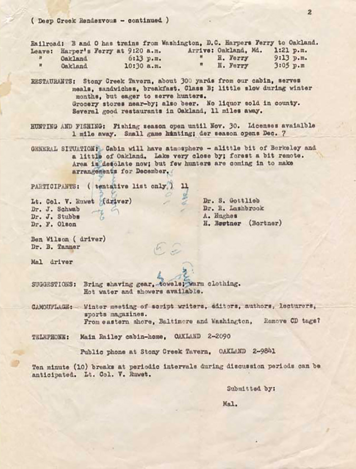 The Deep Creek Memo