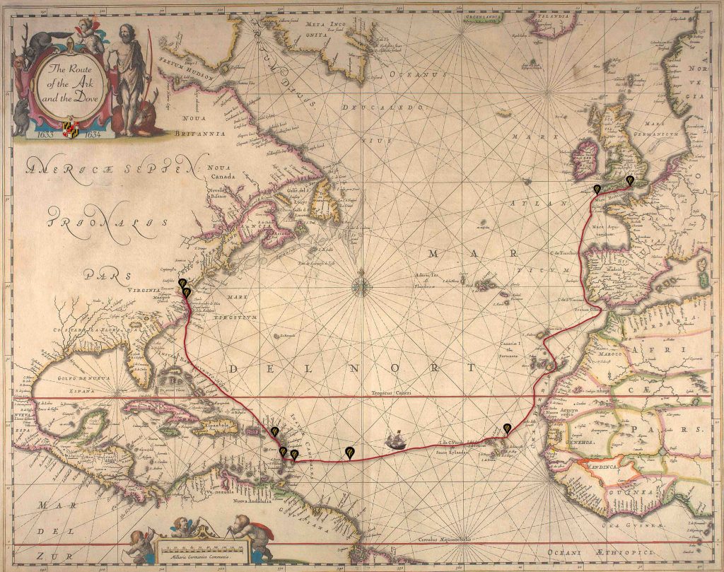 The route taken by the Ark and the Dove